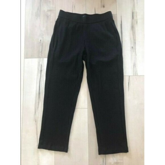 EILEEN FISHER Textured Stretch Rib Ankle Pants Size PP Black Lyocell Elastane - Picture 2 of 9
